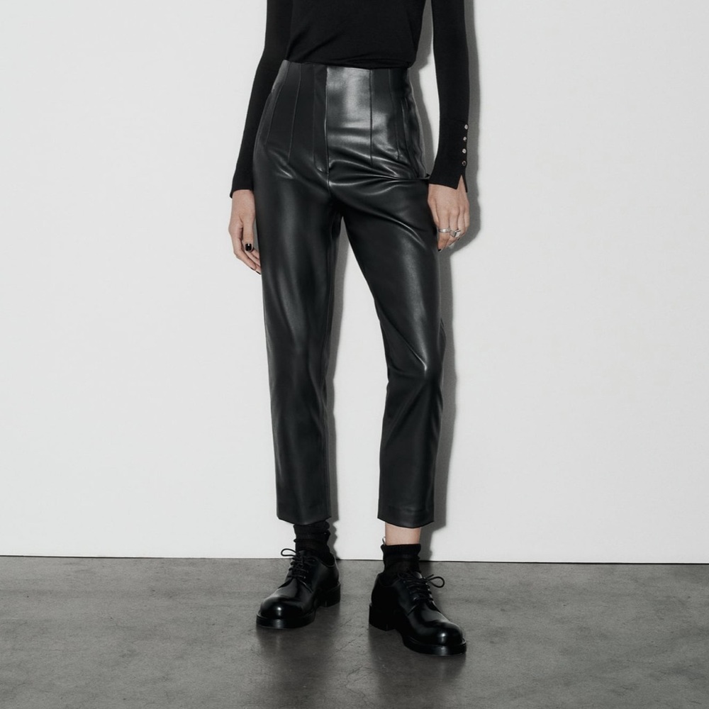Zara faux leather high-waisted pants